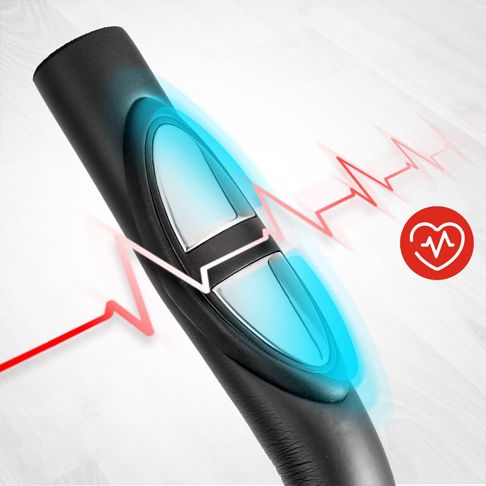 BAKAJI Bicicleta estática elíptica para Fitness en casa con Mango Alto y Asiento Ajustable, Bicicleta de Gimnasio, Spinning Bike Vertical con sensores cardíacos y calorías para Entrenamiento de