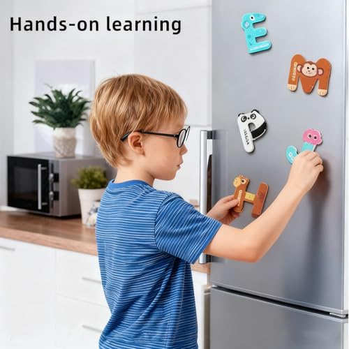Large Size Letters, 26 Uppercase Refrigerator, Cute Animal Alphabet ABC for Fridge Colorful Uppercase Animals Toys Set Educational Spelling Learning Games for Kids, Toddlers - Thumbnail 4