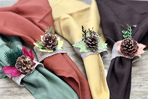 Angel Isabella, LLC Fall Thanksgiving Napkin Holder Burlap Napkin Rings Maple Pine Cone Thanksgiving Fall Harvest Napkin Holder (8)