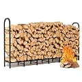 GREENER 8x4FT Firewood Rack Outdoor - Heavy Duty Wood Racks Outdoor for Firewood Upgraded Log Rack Adjustable Metal Log Holder Wood Stand Stacker Fireplace Fire Wood Holder Organizer Indoor, Black