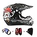 Produktbild Motorradhelm Cross Helme Schutzhelm Motocross Helm für Motorrad Crossbike Off Road Enduro Sport mit Handschuhe Sturmmaske und Brille 58-59CM (Skelett Schwarz)