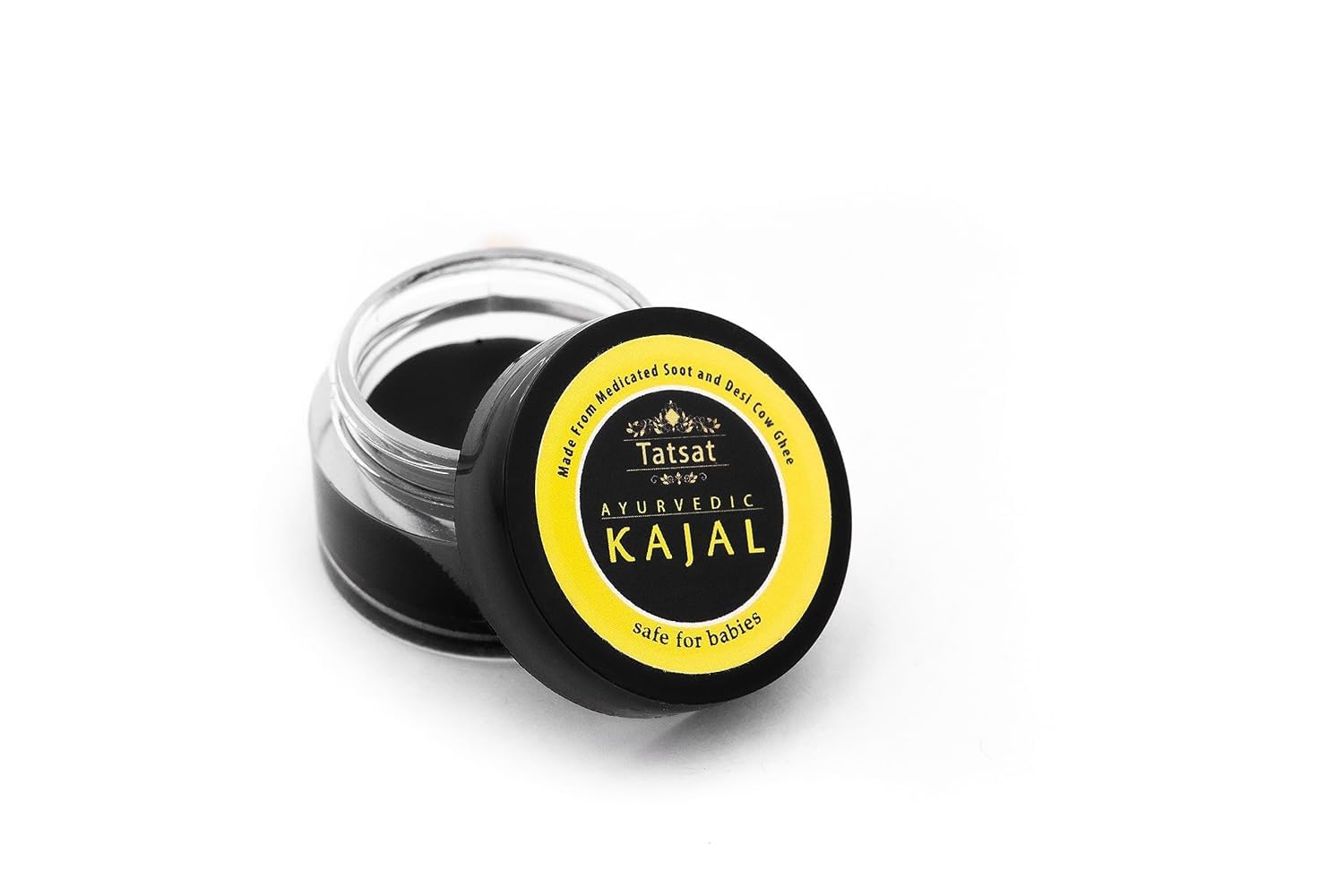 BABY Kajal,Natural,herbal and ayurvedic With Medicated Soot And Desi Cow Ghee|Safe For Babies|Lab Tested|No Preservatives, Black, Matte Finish