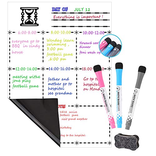 Villexun - Calendario magnético para frigorífico (Calendario de borrado en seco, planificador semanal de Comidas, 30 x 42 cm, planificador semanal de menú) con Lista de Alimentos y Notas