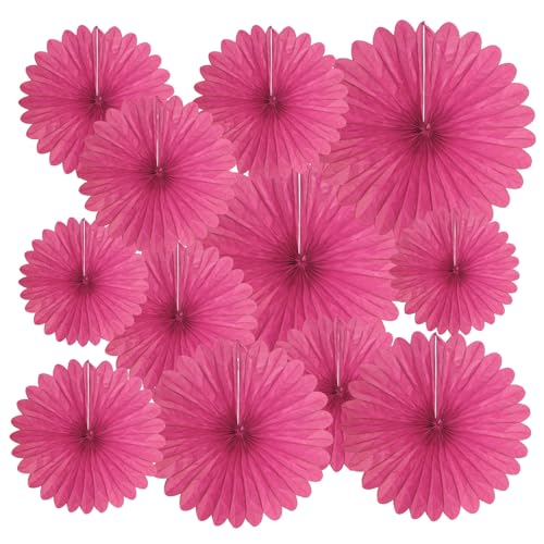 Image of 20 Pcs Rose Red Hanging Paper Fan, Hanging Honeycomb Round Paper Fans for Weddings, Birthdays, Easter, Baby Showers, Classroom, Events Ceiling Party Supplies Decorations