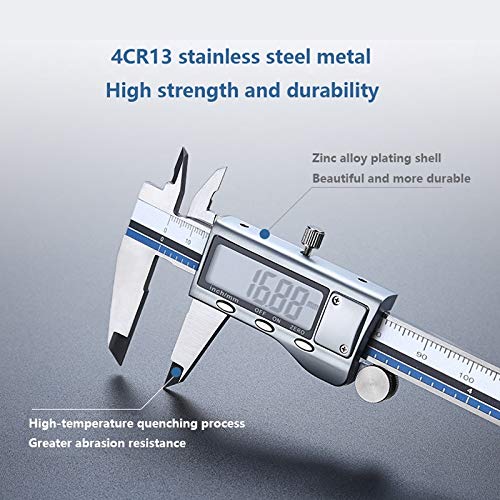Pie de Rey Calibrador Digital de Acero Inoxidable All Metal Vernier Caliper Pachómetro electrónico Pachómetro de Alta precisión Calibre