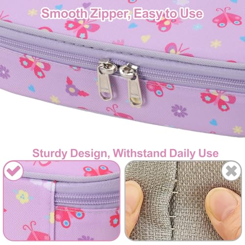 Image of Cute Kids Pencil Case - Girls Pen Pouch Large School Organizer | Pen Bag & Smooth Zipper, Multi-Slot Storage, Mesh Pocket, 900D Water Resistent, Giftable School Supplies, Purple Butterfly