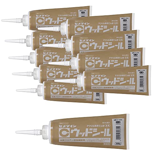 セメダイン ウッドシール 木用 充てん材 ブラウン チューブ 500g フローリング 巾木 すき間 SY-004 10本入