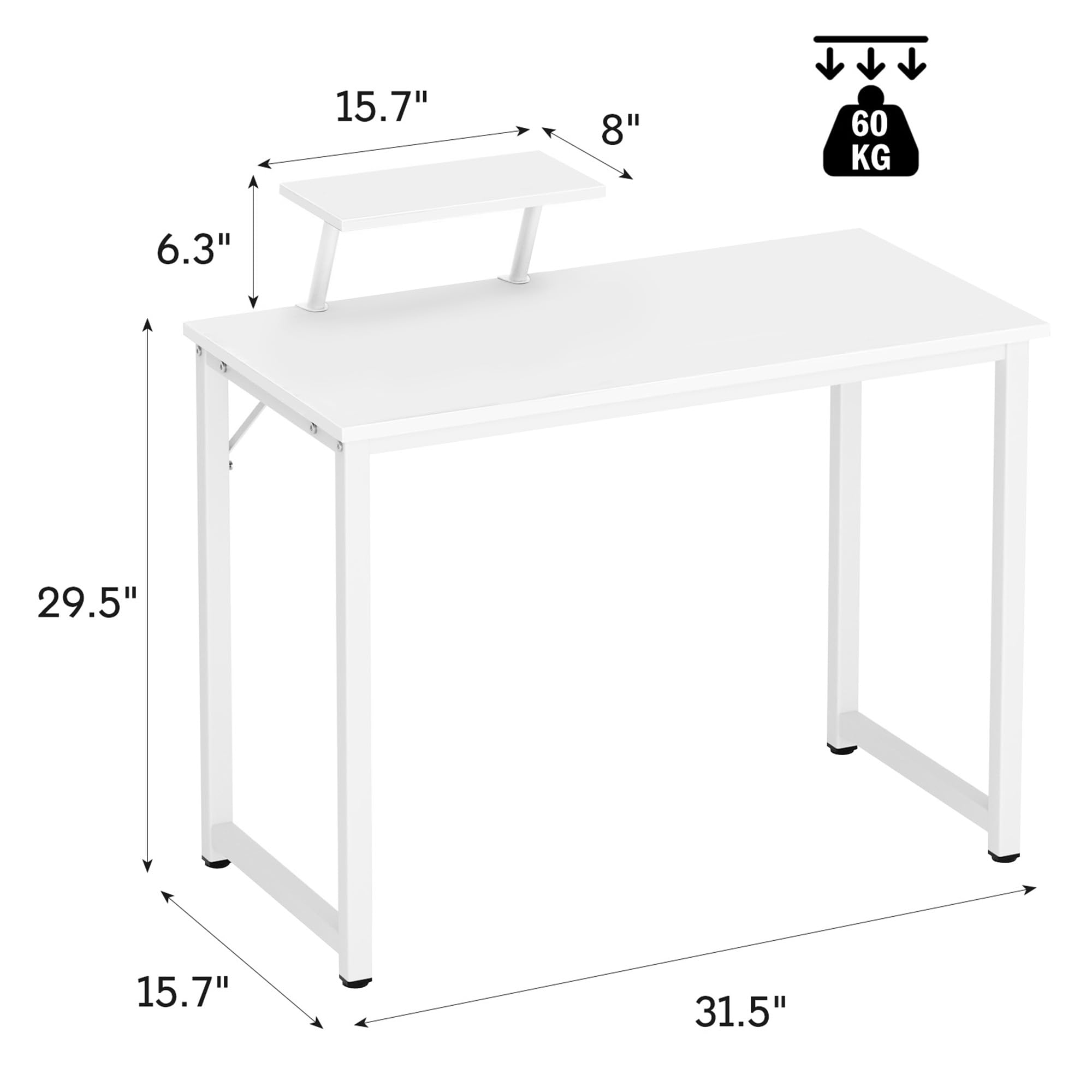 SogesHome Bureau d'ordinateur Table PC de Bureau en Bois et Acier Postes de Travail Informatique pour Ordinateur, 80 x 40 x 75 cm
