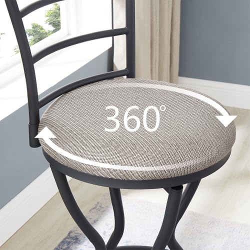 AMZOSS Bistro Dining Set 3 Piece, Modern Round Counter Height Pub Table with 2 Swivel Bar Stools, Metal Frame and Built-in Wine Rack, Space Saving Dining Set for Kitchen Breakfast, Living Room - Thumbnail 4