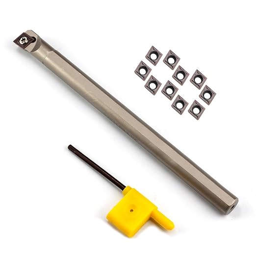 1/2" Lathe Internal Boring Bar, Right-Hand Sclcr Turning Tool Holder with 10 Pcs Indexable Carbide Turning Inserts CCMT09T304(CCMT32.5)