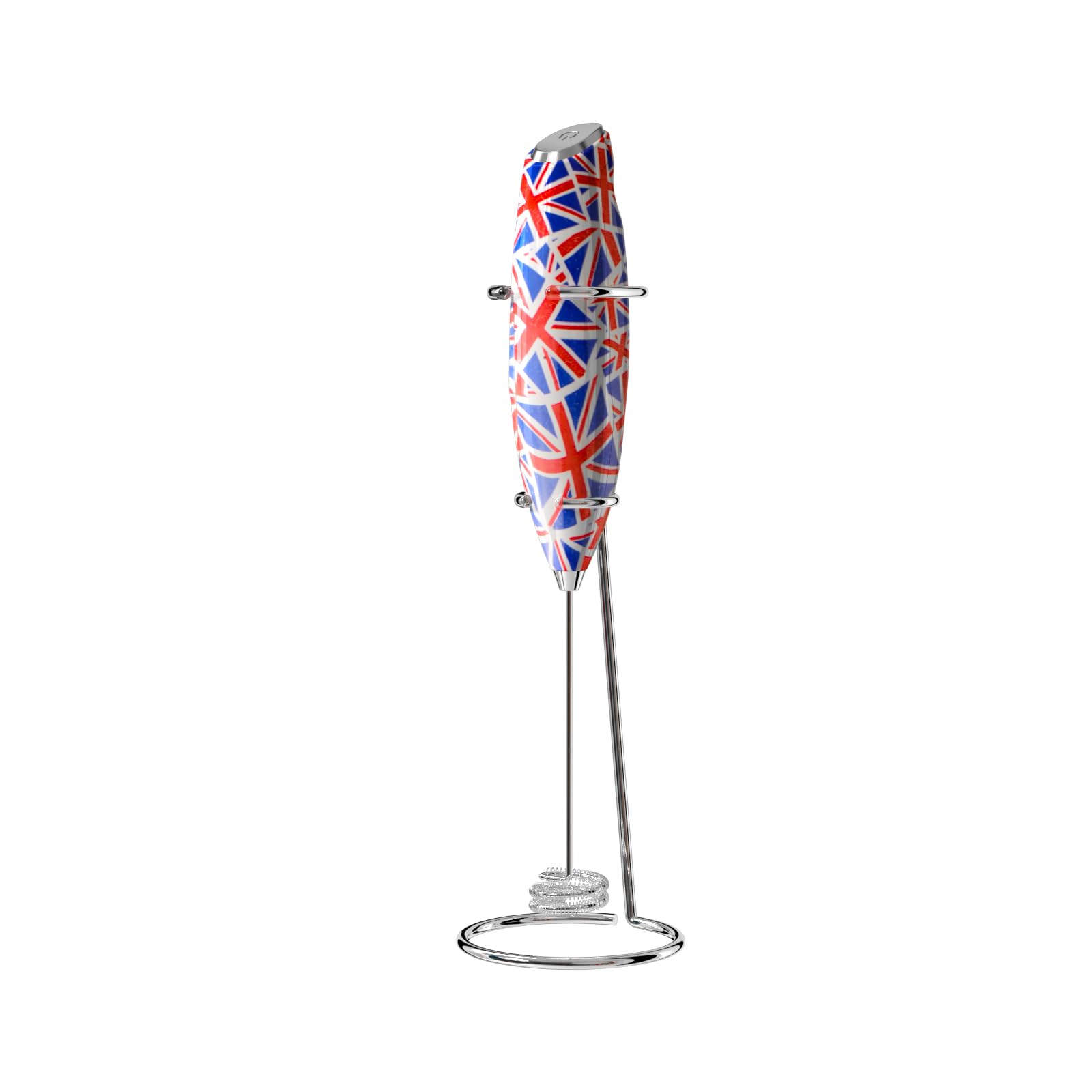 Milk Frother Wand,Electric Whisk Foam Maker With Stand, Handheld Drink Mixer,Mini Blender,Frother Electric Whisk (British flag)