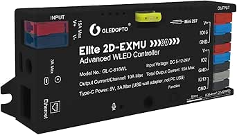 Elite ESP32 WLED LED Strip Controller with Ethernet Music Sound Reactive UART Energy Save Relay 20A Pluggable Fuse DIY Dynamic for WS2811 WS2812 SK6812 WS2815 Digital Addressable RGB IC Strip Light