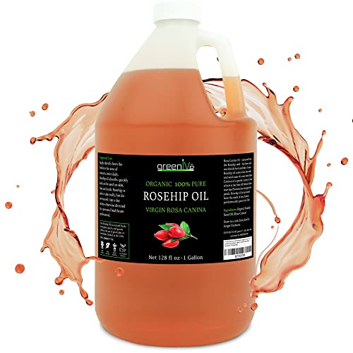 GreenIVe Rosehip Oil Rosa Canina 100% Pure Cold Pressed Virgin Oil Exclusively on Amazon (128 Fl Oz (1 Gallon))