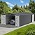 Sunjoy Outdoor Storage Shed 13 x 20 ft. Carport, Patio Metal Utility Large Storage Shed Garage with 2 Doors and 4 Vents, for Car, Truck, Bike, Garbage Can, Tool, Lawnmower, Dark Grey