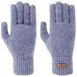 Barts Witzia Handschuhe mit Teddyfutter Fingerhandschuhe Damenhandschuhe Herrenhandschuhe Strickhand Damen/Herren - Strickhandschuhe Futter Winter Herbst-Winter - One Size blau