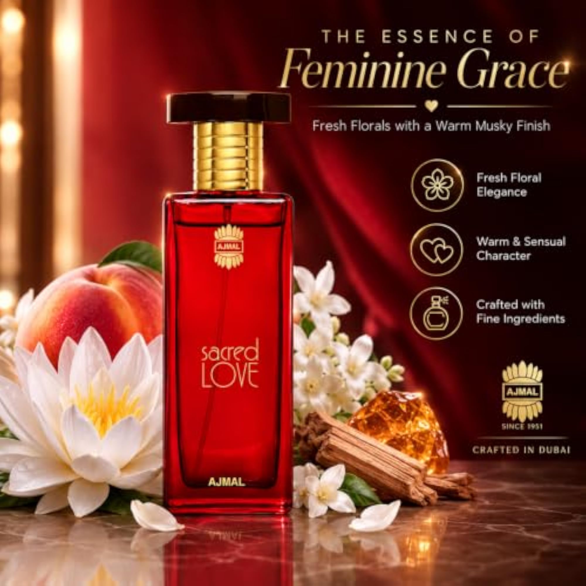 Ajmal Sacred Love EDP Floral Perfume for Women, 50 ml