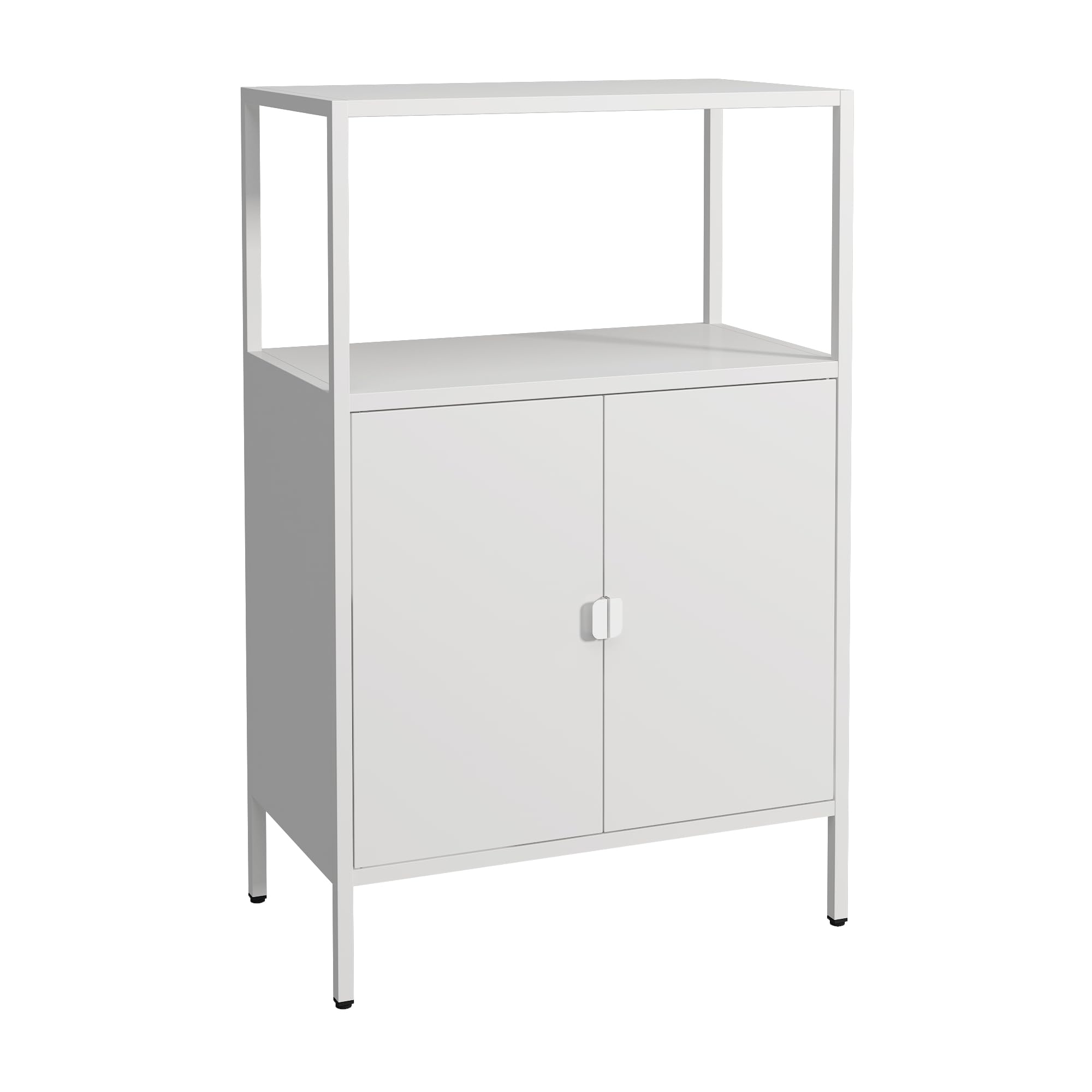 [en.casa] Armadio a 2 Ante e Ripiano Interno Regolabile in Altezza Armadio da Ufficio con Scomparto Aperto Mobile in Acciaio per Archivio 110 x 70 x 40 cm - Grigio chiaro