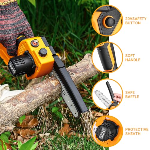 image for Mini Chainsaw Cordless: DEKOPRO 6 Inch Small Electric Hand Chainsaw Ba