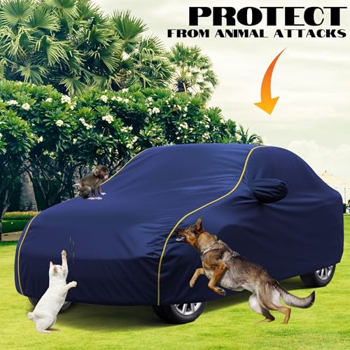 Image of Avecrew Waterproof Car Cover with Cotton Lining & Heavy Buckle (Blue, Sonet New)