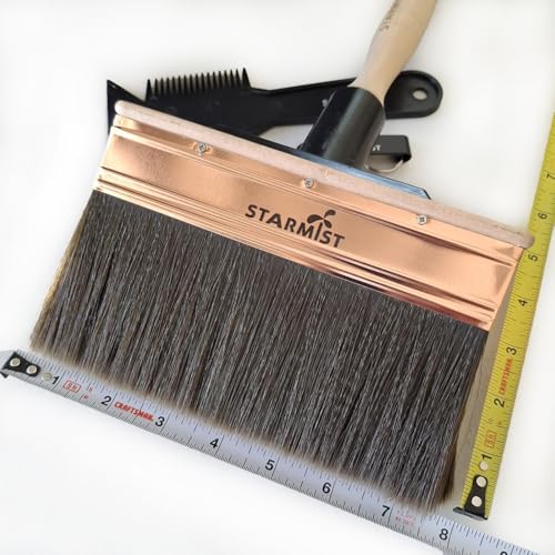 7-Inch Deck Stain Brush Applicator with Hybrid Wavy-Crimped & Straight Bristles Heavy Duty Deck Paint Brush with Threaded Handle Compatible with Extension Poles for Decks Fences & Textured Surfaces