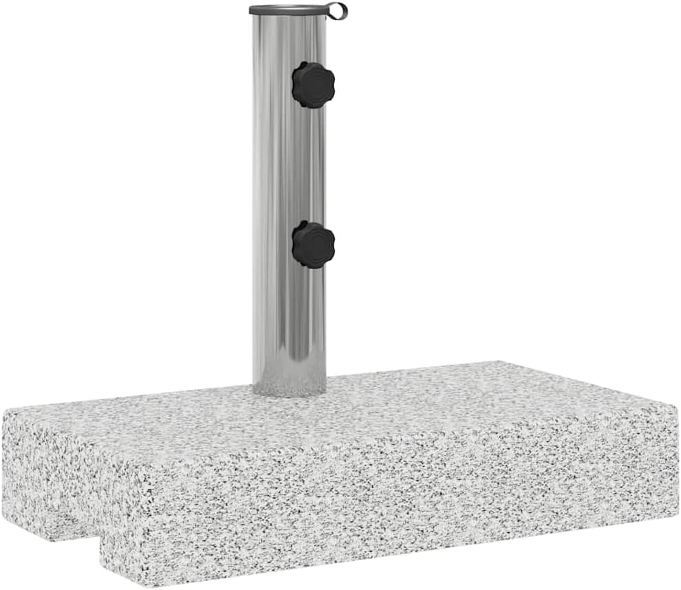 vidaXL Rectangular Granite Parasol Umbrella Base - Heavy-Duty 55.12 lb Umbrella Holder with Stainless Steel Tube - Suitable for 1.5"/1.89" Parasol Pole Diameter, Elegant Gray Color with Easy Assembly