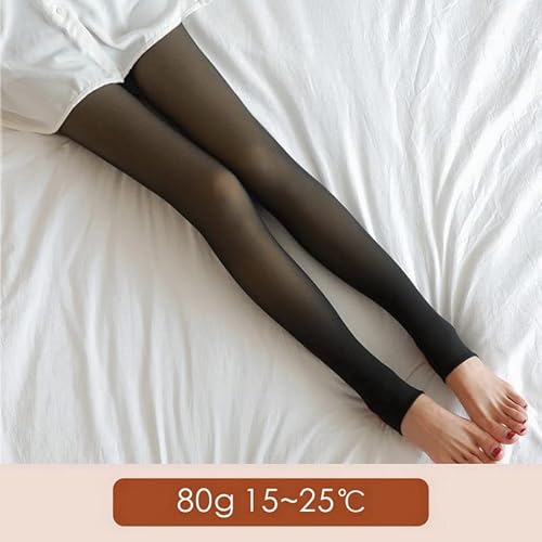 Souarts Meia-calça de lã translúcida falsa Flawless Legs falsa quente elástica feminina de lã quente