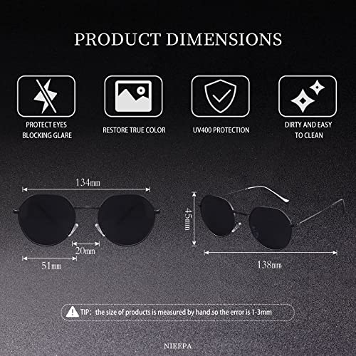 Polarized Polygon Round Sunglasses Classic Half Hexagon Circle Vintage Sun Glasses For Women Men Retro Shades NP10083