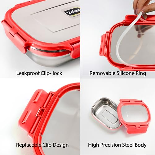 Image of Personalized Tiffin | Customized Lunch Box with Lids | Personalized Stainless Steel Tiffin Box | Your Child's Name and Favourite Character Engraved | for School Students (Red)