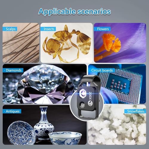 Image of APEXEL 200X Phone Microscope Lens, Nano Zoom Phone Micro Lens for iPhone Android with LED Light CPL Universal Clip, Nanozoom Mini Pocket Digital Microscope, Portable Smartphone Macro Lens Camera