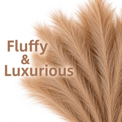 Image of CURATED CART Faux Pampas Grass, 12 Pcs Small Artificial Flowers for Home Decoration, Office, Bedroom, Living Room, Table Decor, 41 cm Height, (Without Vase)