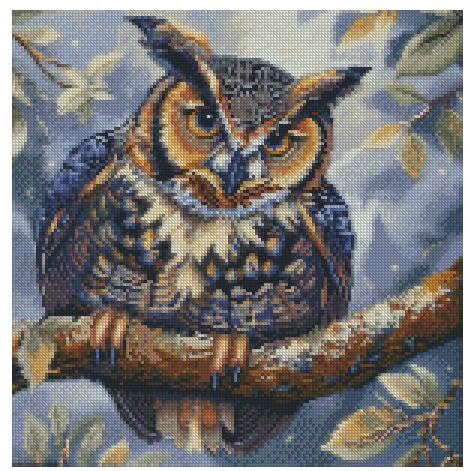 Kit broderie point de croix en coton hibou série 7 de prestige