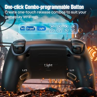 AFMVV Wireless Controller for PS5 with RGB LED,TURBO, Dual Vibration, 6 Axis Gyro Sensor, Touchpad, Ergonomic for Playstation 5 Controller, Compatible with PlayStation 5/PC/Mac/ios/Android/Steam