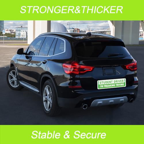Image of 3 Pack Student Driver Magnet for Car, Magnetic Student Driver Sign for Vehicle, Reflective Warning Bumper Sticker Magnet Sign for New Driver, 10 inch x 4 inch (GREEN)