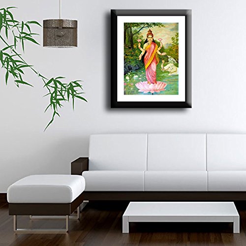 Image of Tallenge Lakshmi Raja Ravi Varma Mythology Collection Small Framed Poster (Paper, 12 x 18 inches)