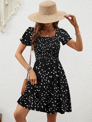 Berydress Women'S Summer Dress Casual With Pockets Square Neck Short Sleeve Flowy Boho A Line Mini Sun Dresses thumb #5