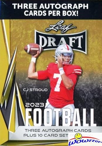 2023 Leaf Draft Football Exclusive Gold Factory Sealed Blaster Box With (3)Autographs & 10 Cards With Rookies Of Bryce Young, Cj Stroud, Drake Maye, Bijan Robinson, Anthony Richardson & More! Wowzzer! #TOP1
