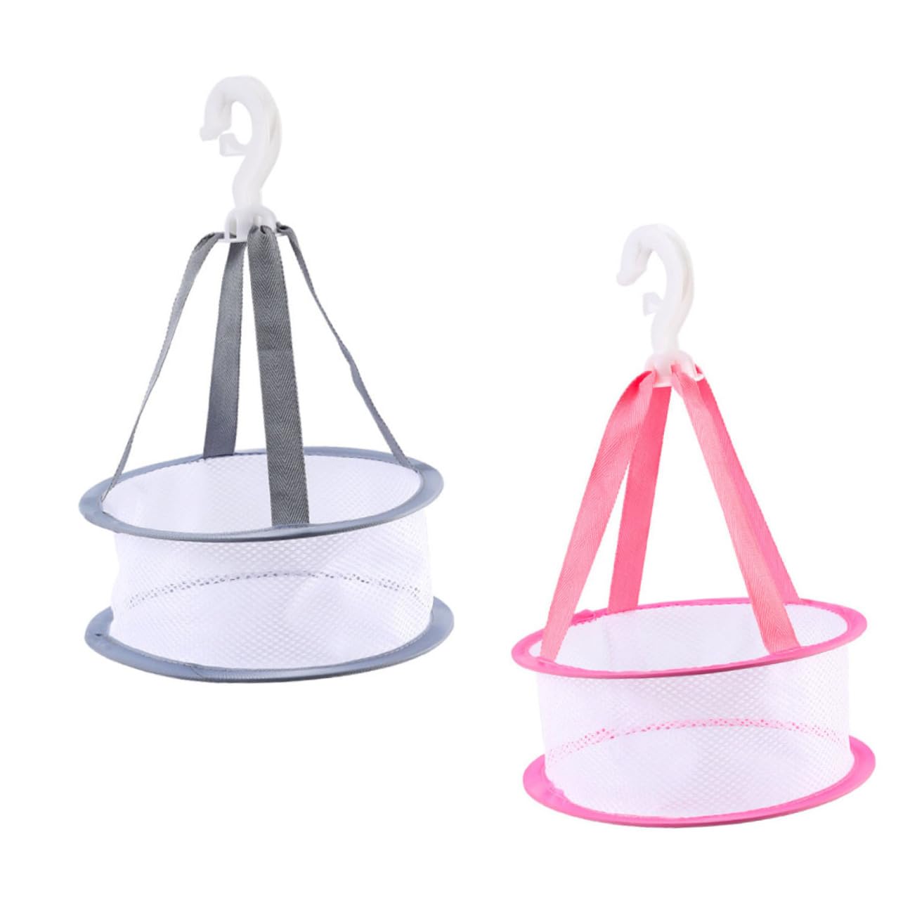 Baluue 2pcs Beauty Egg Drying Basket Drying Net Bag for Makeup Brush Puff Safe Sturdy Mini Hanger for Women Grey Red