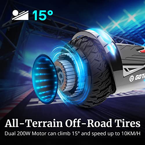 Gotrax Nova Pro Hoverboard With Led 6.5" Offroad Tires, Music Speaker And 6.2Mph & 5 Miles, Ul2272 Certified, Dual 200W Motor And 93.6Wh Battery All Terrain Self Balancing Scooters For Kids Adults(Silver) #TOP5