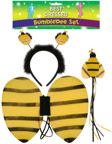 Lizzy ANIMAL EARS BOW TAIL SET Costume Accessory Fancy Dress Party Kids Adults (Bumble Bee)