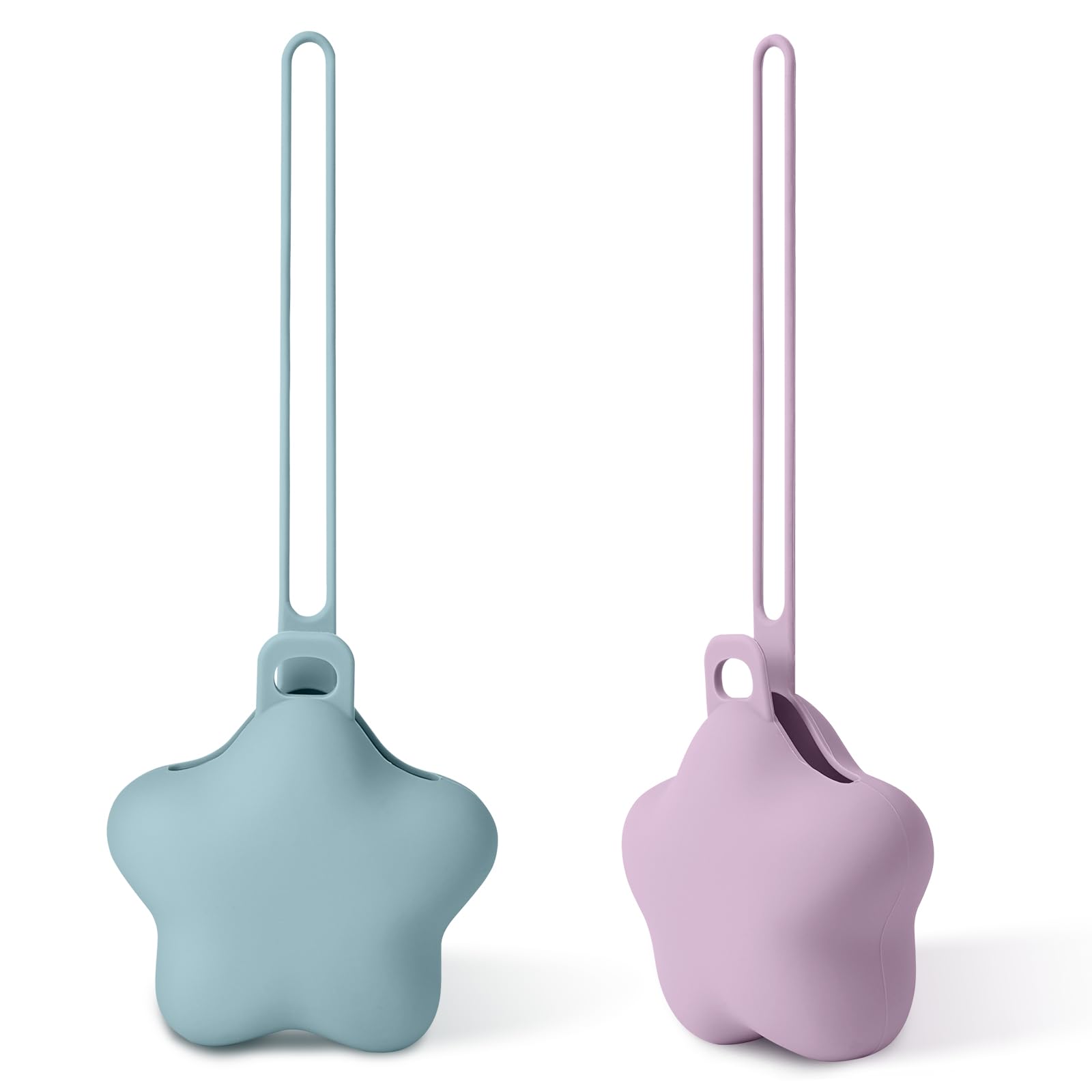 HAGOT 2 Pack Schnullerbox Silikon, Box Dummy, Schnullerbox für Unterwegs Sterndesign, Schnuller-aufbewahrung, Dummy Boxen BPA-frei, Sicheres Baby Zubehör, Blau + Lila