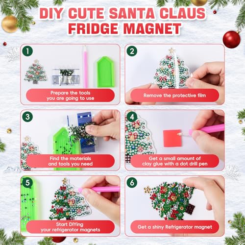 Kit de 6 imanes decorativos navideños para refrigerador miniatura 4
