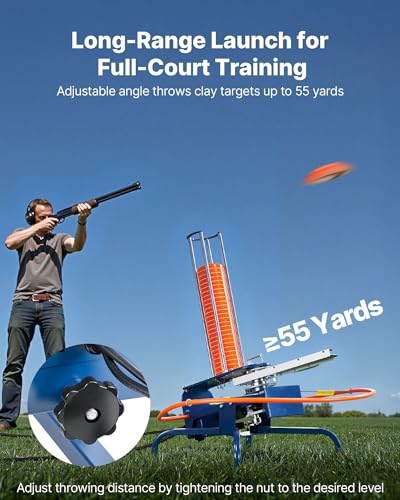 Image of VEVOR Clay Pigeon Thrower, Automatic Skeet and Trap Launcher with Adjustable Angle & Foot Pedal for Clays Throwing Shooting Sports