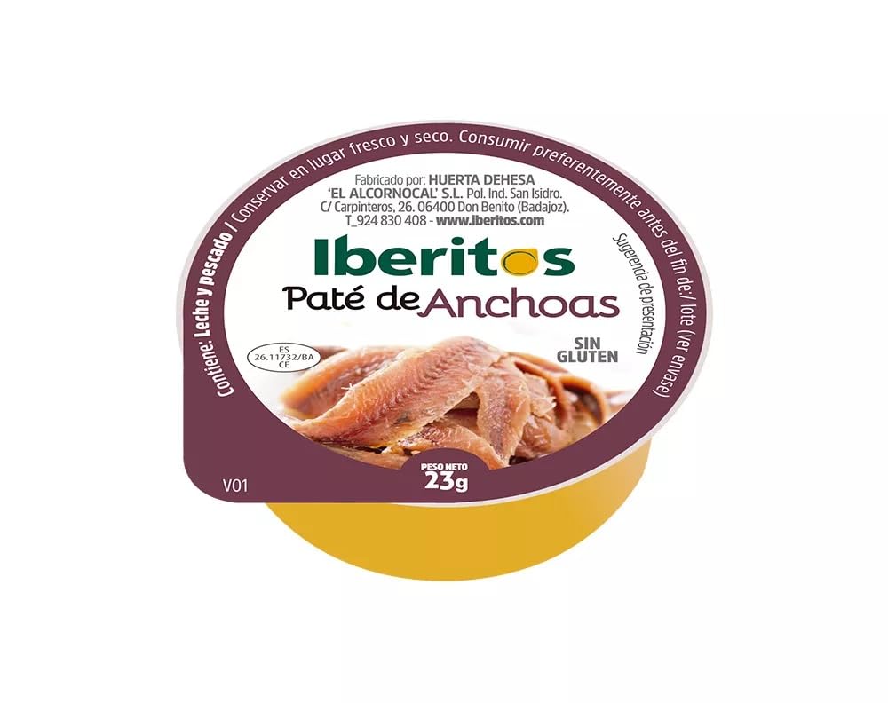 Paté de Anchoas Iberitos Sin Gluten Monodosis 23 g x 18 Uds Envasado en Aluminio