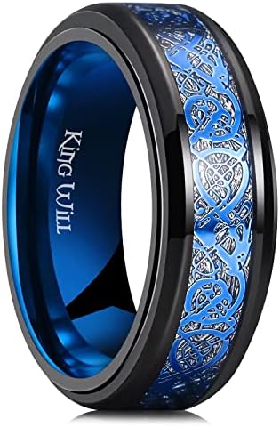 King Will 8mm Tungsten Carbide Ring for Men Silver/Gold/Black Wedding Band Matte Brushed Polish Finish