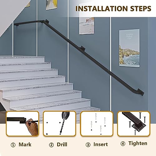 Rampe d'escalier en métal noir de qualité supérieure 11ft - 6