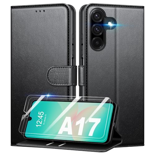 Mofurd Coque pour Samsung Galaxy A17 4G / 5G + 2 Pièces Verre Trempé, [RFID Blocage] Étui de Protection Housse Premium en Cuir PU, [Fentes pour Cartes]...
