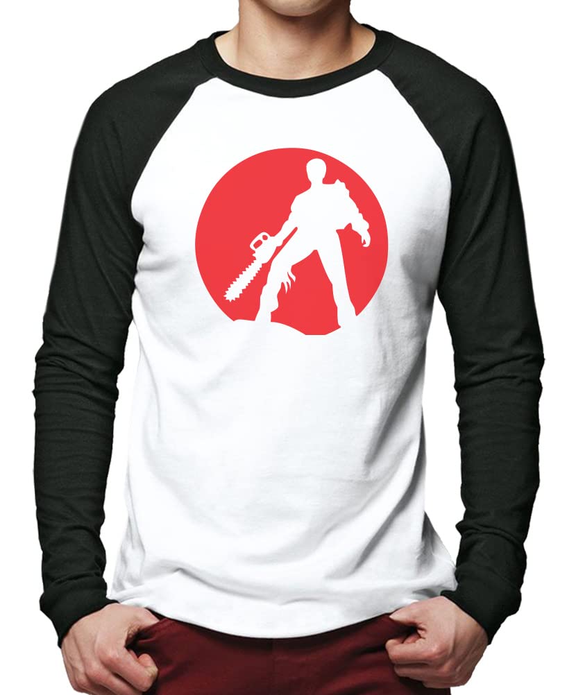 Hotscamp Men's White/Black Evil Dead Baseball Top - X-Large