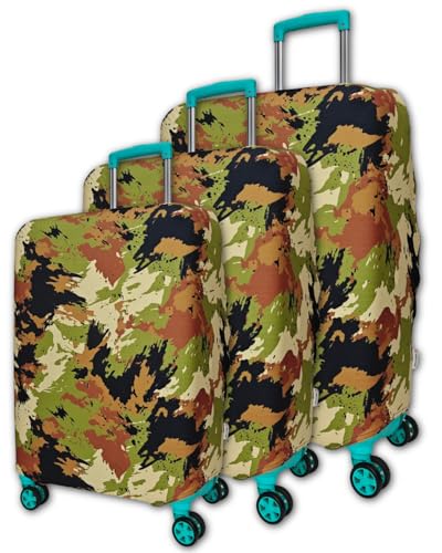 Image of Army Printed Luggage Cover for Traveling Bag & Suitcase - Stretchable & Scratchproof Trolley Protector with Velcro Lock & Lightweight Washable Material(Suitcase Not Included, Only Cover in Product)
