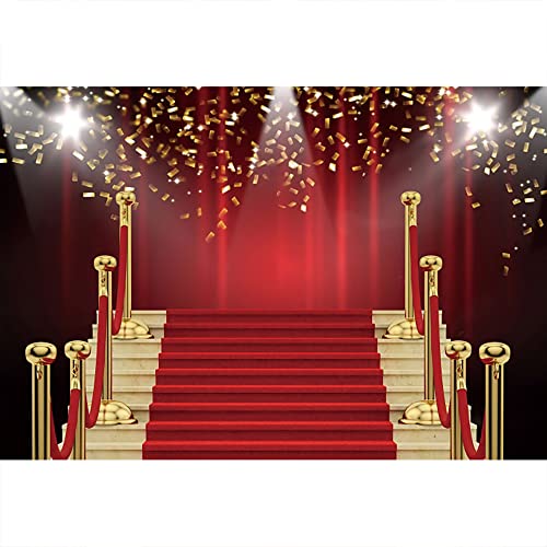 Toile de fond photographie tapis rouge escalier or paillettes pour studio photo et vlogger