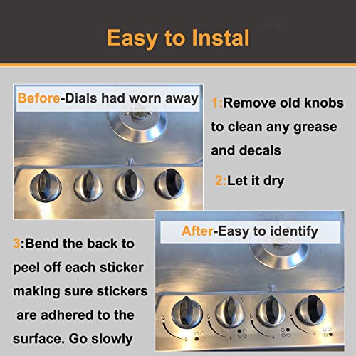 Manwu 2 Sets Flame Indicators Ring Stove Sticker Decal Label For Burner Cooktop Hob Cooker Top Markings Oven Replacement Adhesive Knob Symbols (Black Print For Silver, White Or Light Coloured Stove) #TOP3